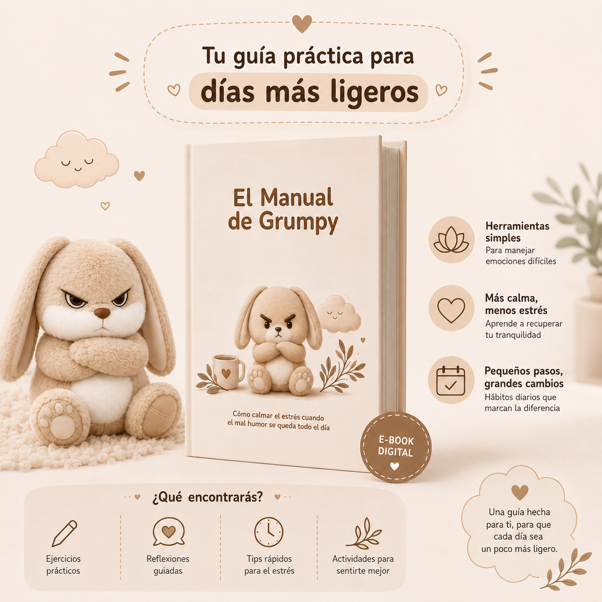 Conejo de peluche enfadado Grumpy™
