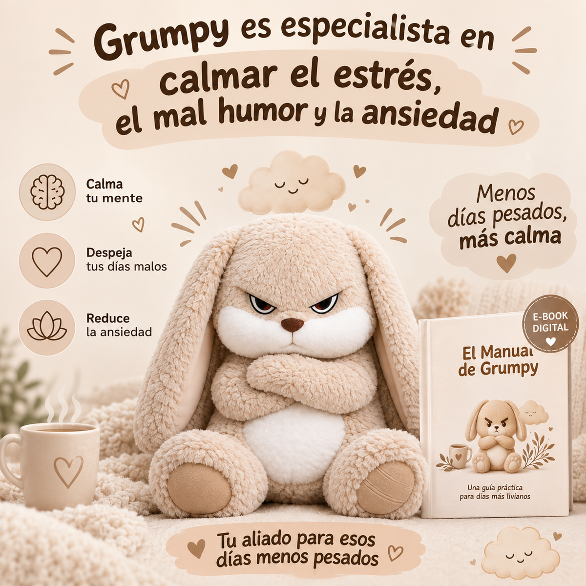 Conejo de peluche enfadado Grumpy™